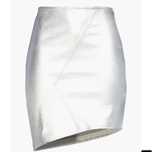 Silver leather skirt